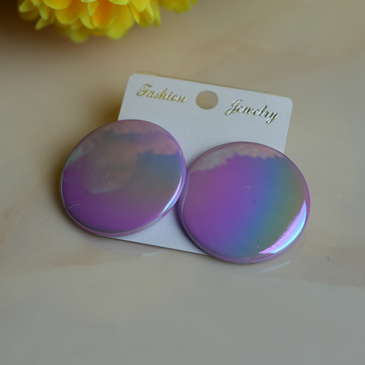 Acrylic Round Circle Earrings | Opal Finish Stud Earring
