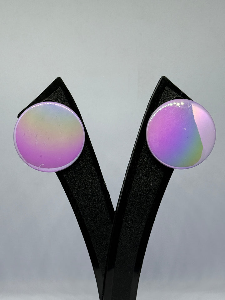 Acrylic Round Circle Earrings | Opal Finish Stud Earring