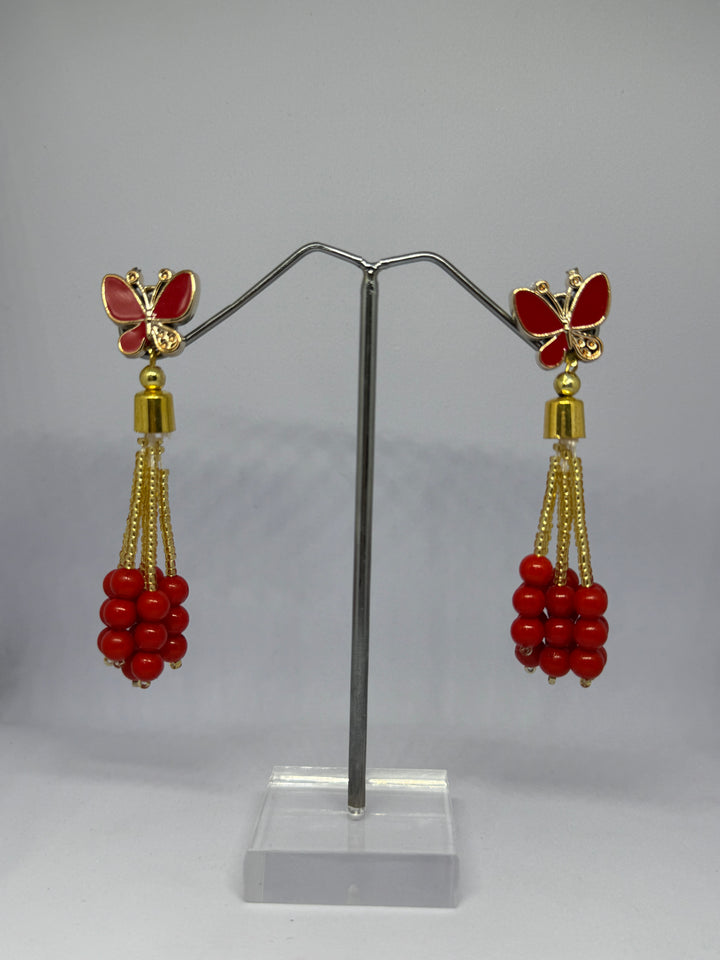 Korean Butterfly Earrings for Girls and Women | Red and Yellow Combo